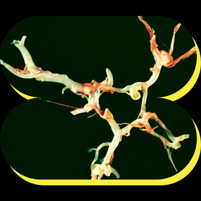 Close-up of cerebral blood vessels